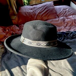 Black Boho Indie Wool Hat